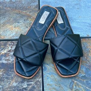 Steven New York 7  Black Quilted Slide Sandals